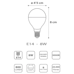 Λαμπτήρας LED E14 8W