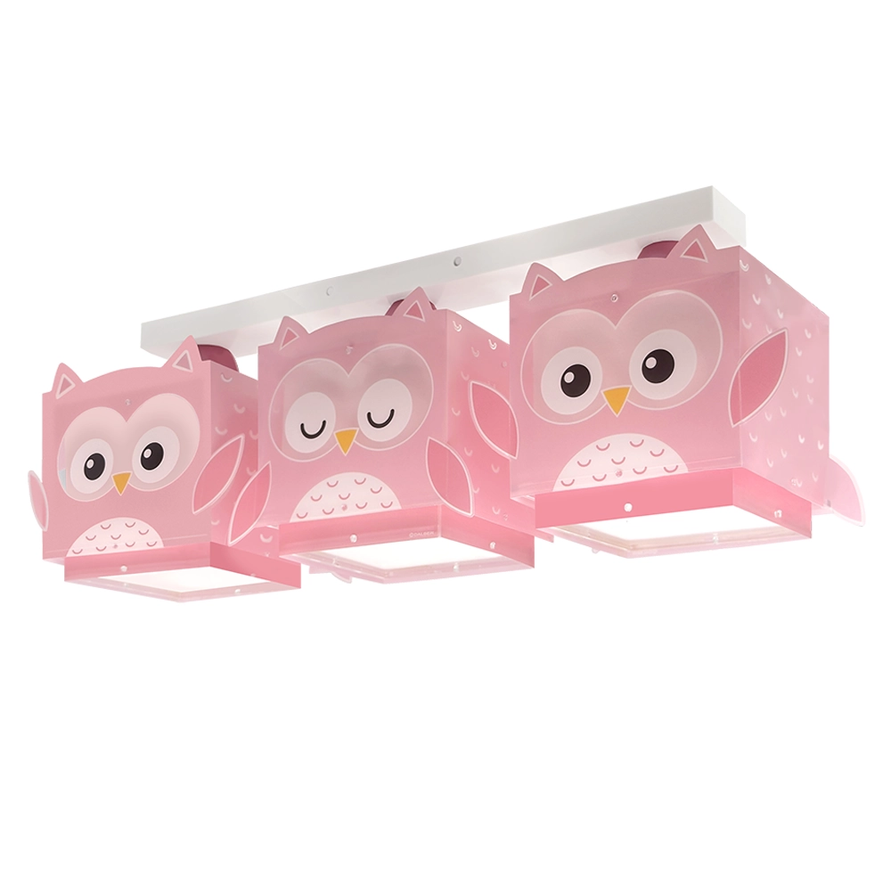 Little Owl Pink τρίφωτο φωτιστικό οροφής