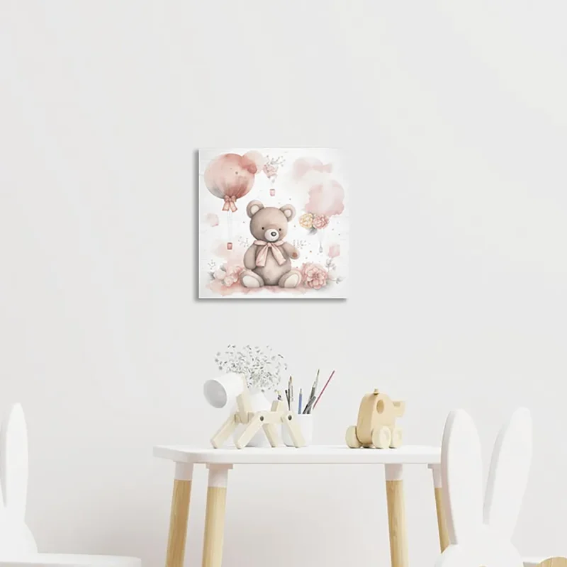 Bear with Flowers ξύλινο κάδρο