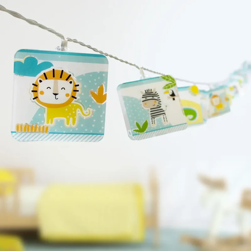 My Little Jungle παιδική γιρλάντα 4 μέτρων με 12 φωτάκια LED και ζωάκια ζούγκλας