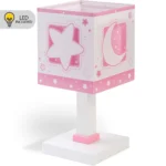 Λάμπα παιδικά φωτιστικά με διακοσμητικά σε θέμα αστέρια και φεγγάρι, ιδανική για παιδικό δωμάτιο.